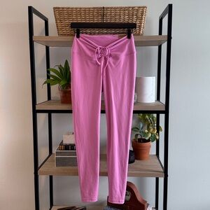 NWT Pink Victoria's Secret Low-Rise Knit High Waist Full Length Ruched V- Leggin